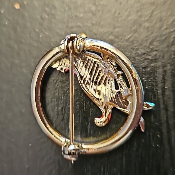 Vintage Enameled Parrot Brooch Pin Pink & Silver - Picture 3 of 5